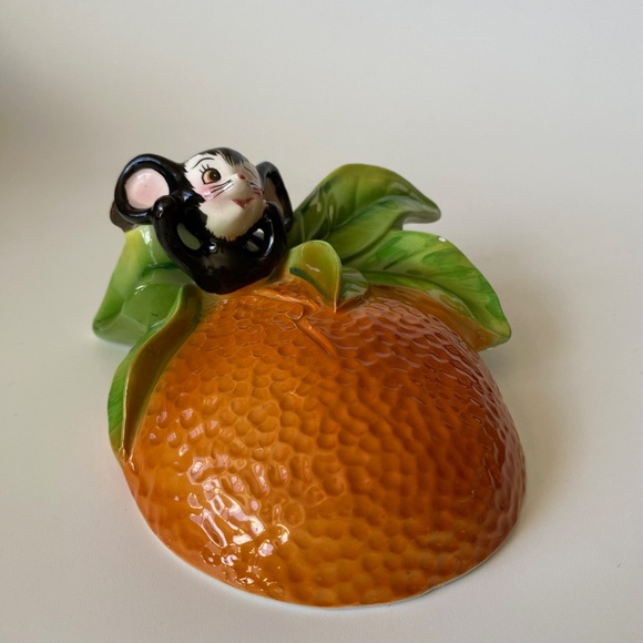Vintage Mouse and Orange Ceramic ENESCO Wall Pocket, RARE - Picture 10 of 16